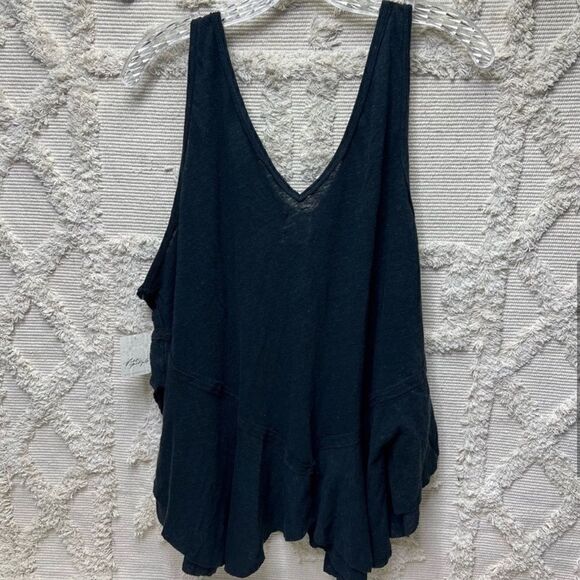 Free People NWT Rosie Drop Waist Tank Linen Cotton in Black - Picture 8 of 11